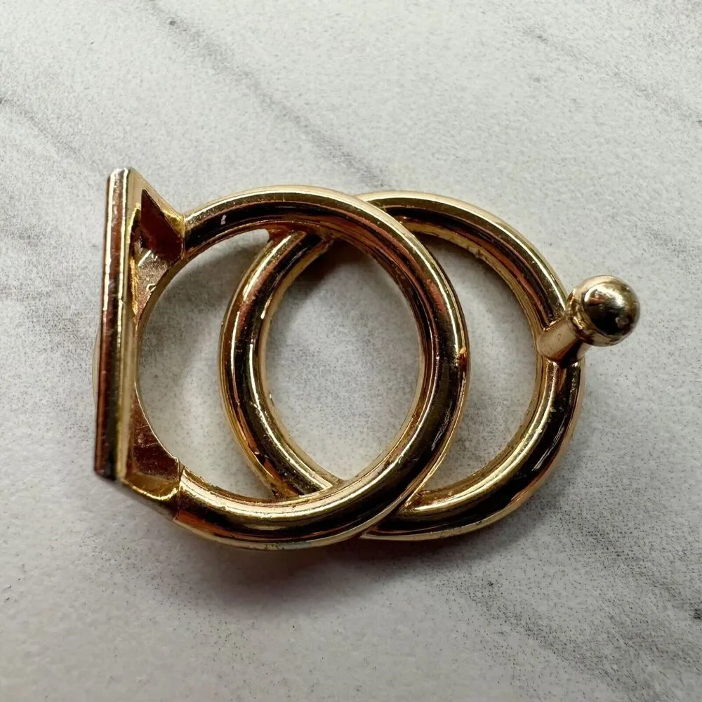 Gold Tone Small Double Circle Belt Buckle